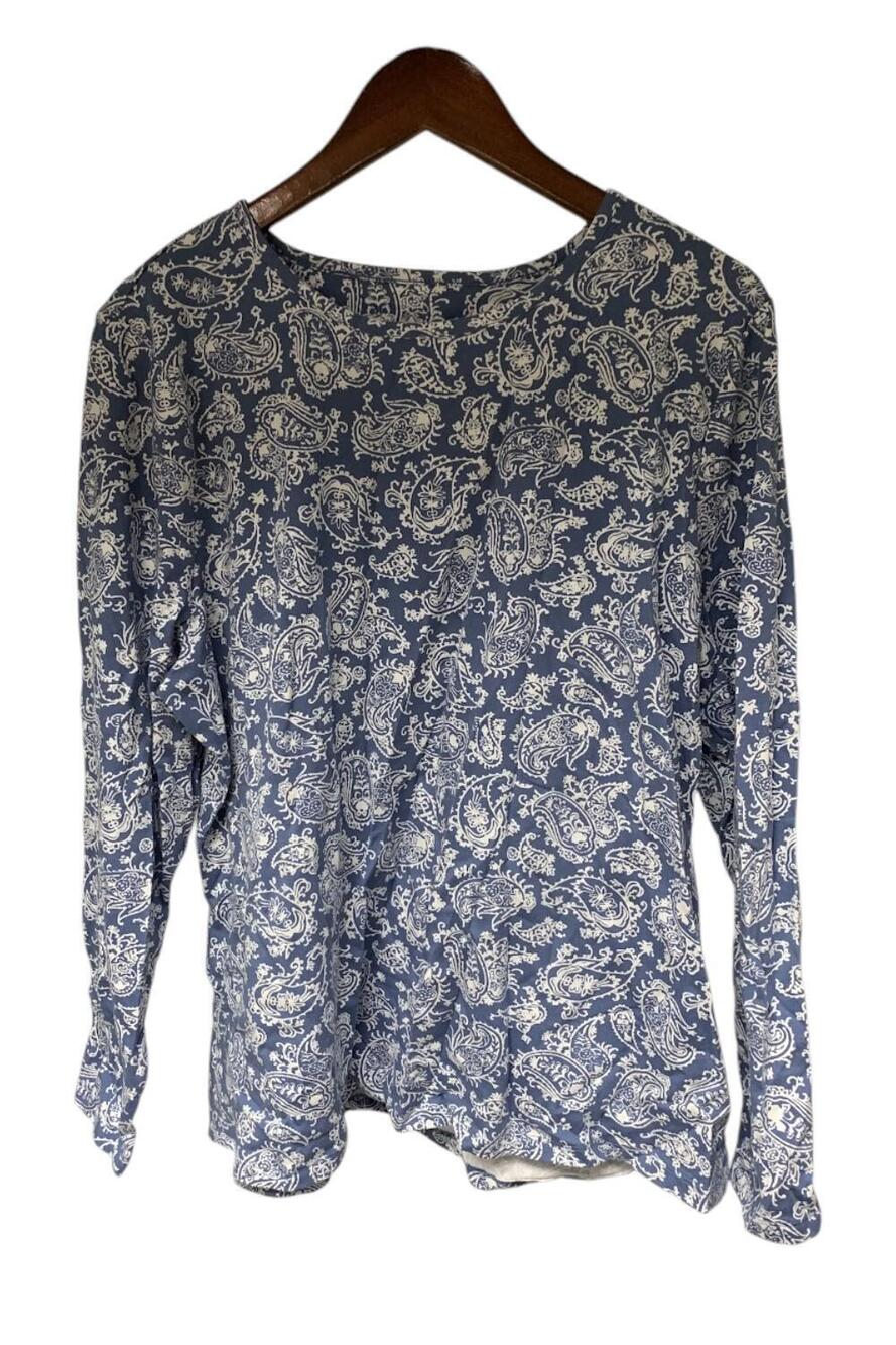 Denim & Co. Women's Printed Perfect Jersey Long Sleeve Top Denim Blue - Regular